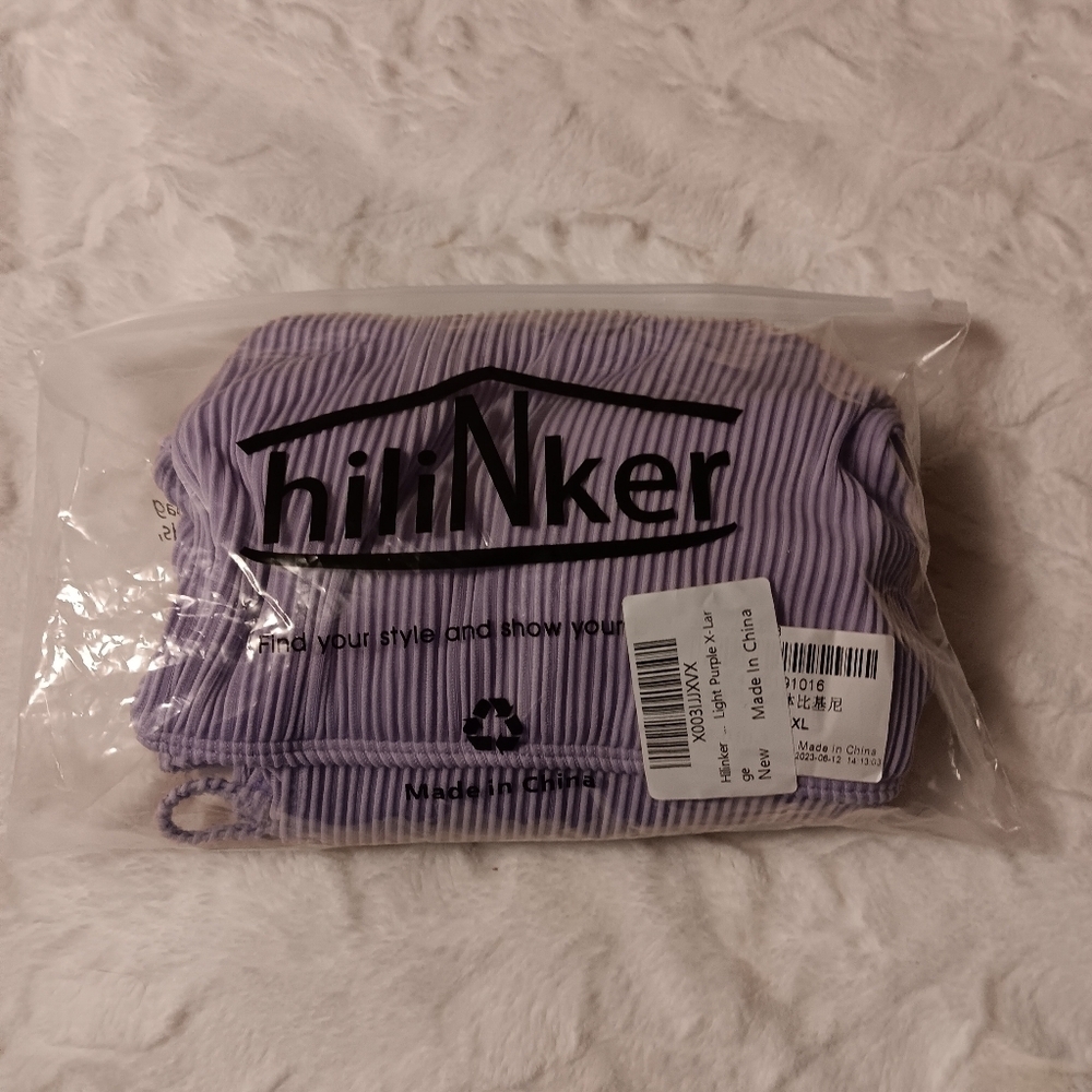 Hilinker Light Purple Ribbed One Piece Cutout Tummy Control Bathing Suit XL - Picture 8 of 10